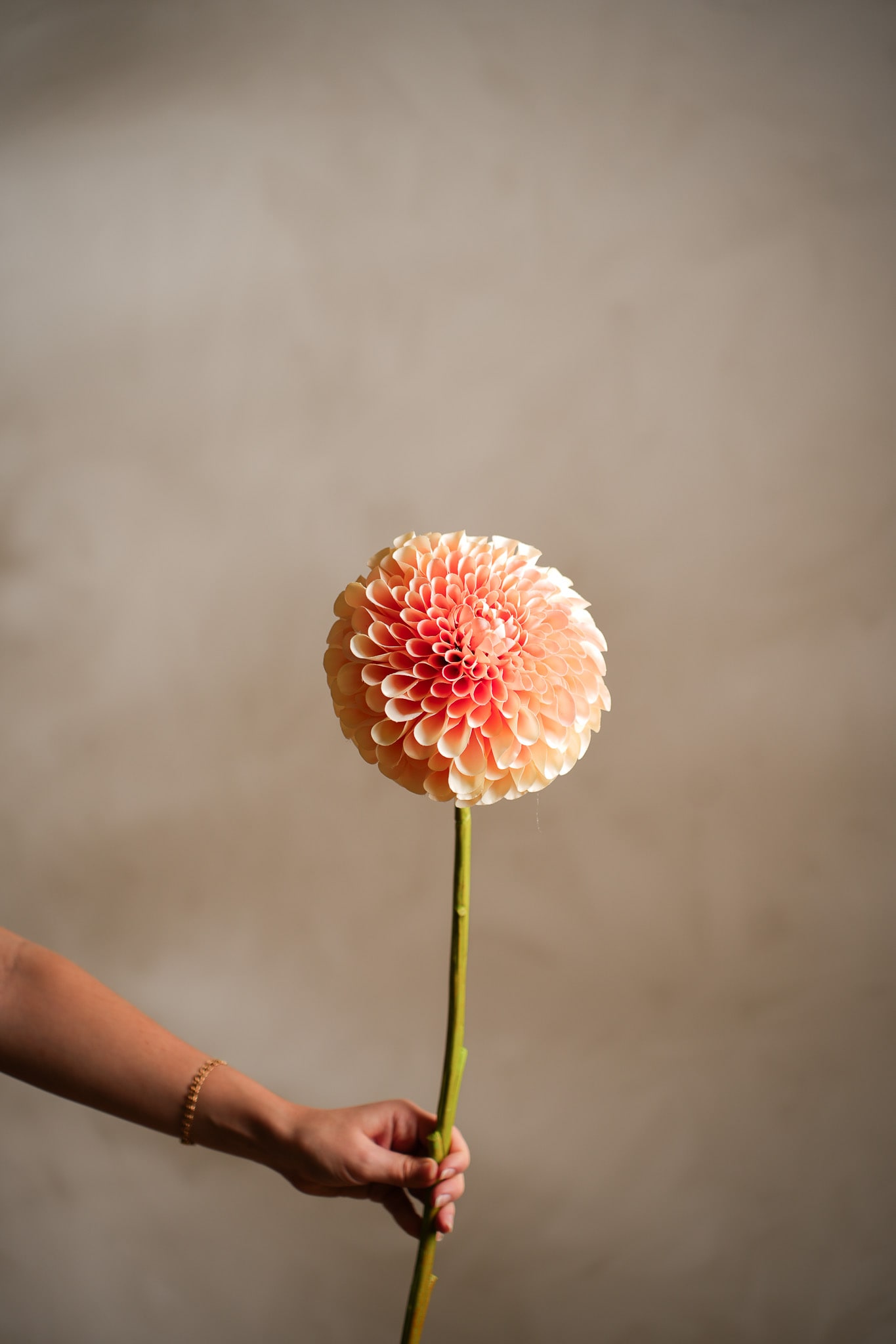 Konstgjord persikofärgad Dahlia 75 cm