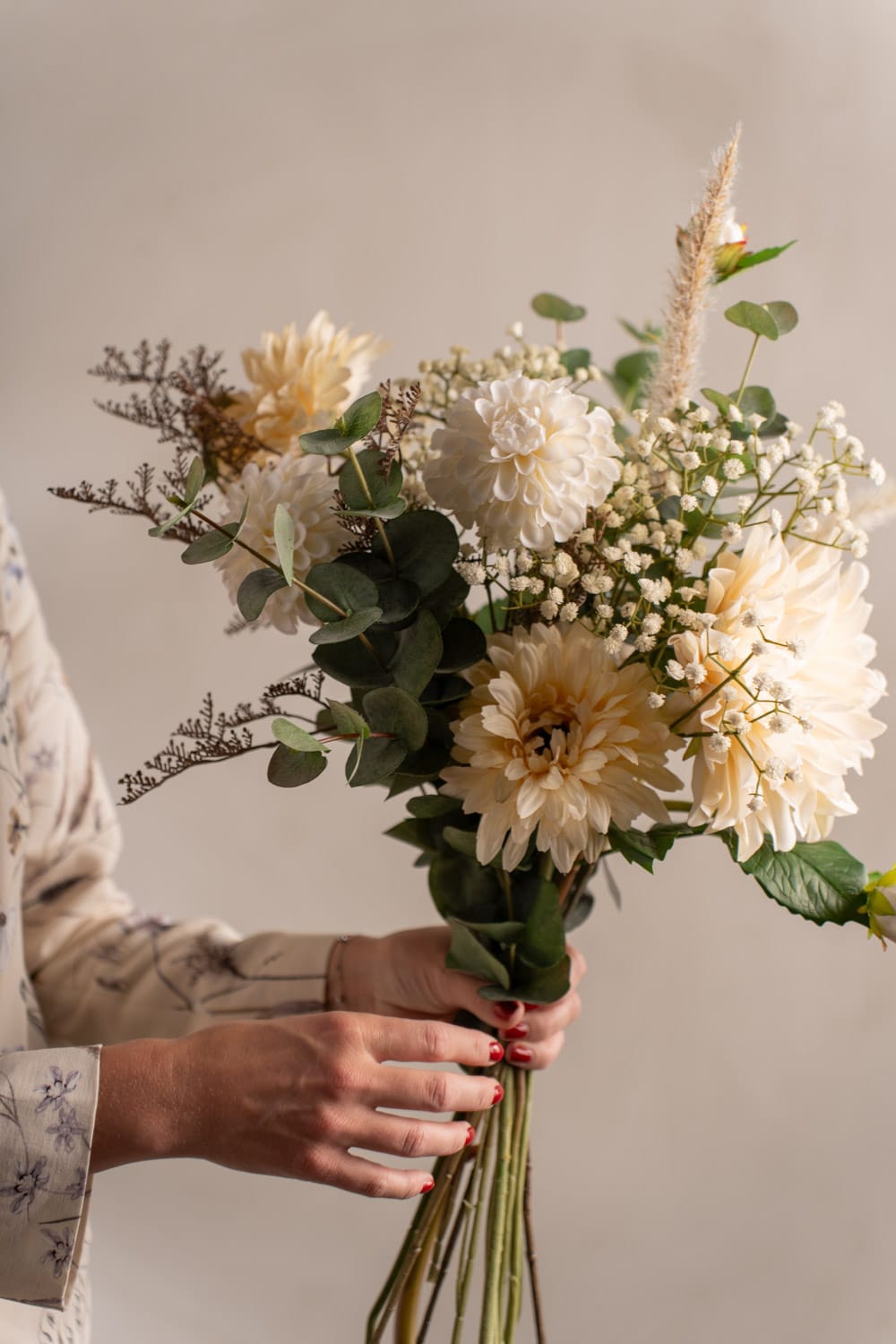Konstgjorda blommor vit blombukett 